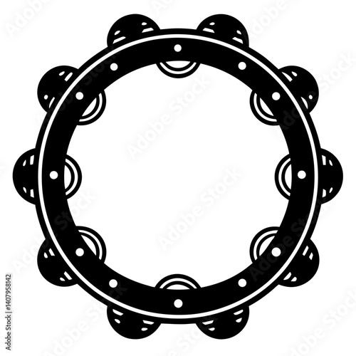 Silhouette of a simple tambourine vector art