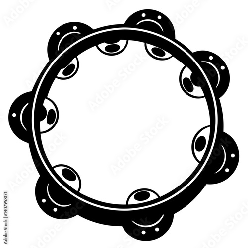 Silhouette of a simple black tambourine art