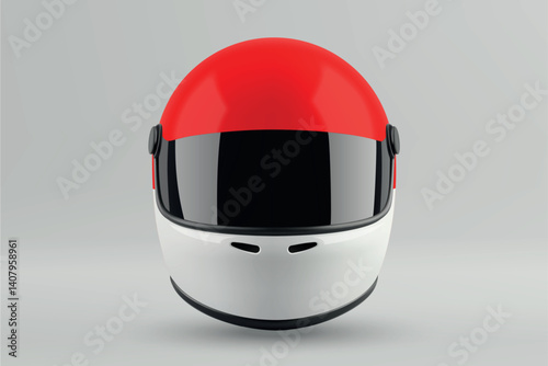 Obraz na płótnie Front view of racing helmet featuring Indonesia flag colors w salonie