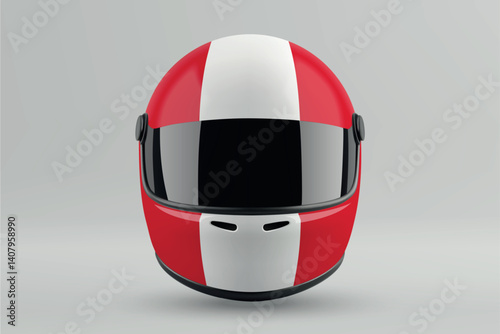 Obraz na płótnie Front view of racing helmet featuring Peru flag colors w salonie