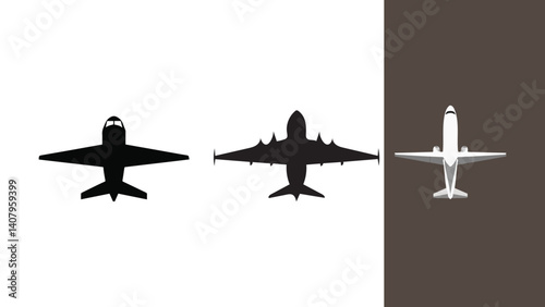 Aviation Icons, A Comparative Display of Airplane Silhouettes, Highlighting Design Evolution and Flight Concepts in a Minimalist, Modern Graphic Style.