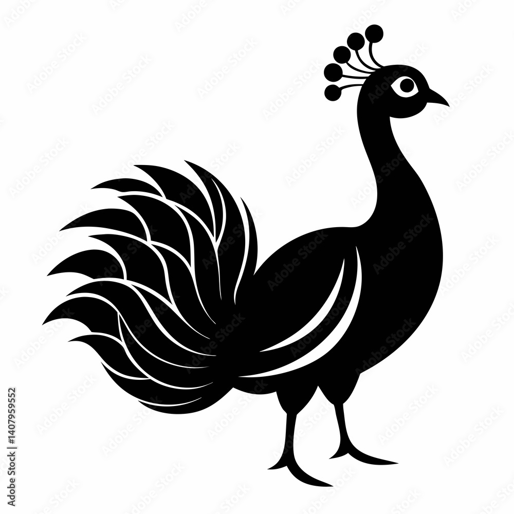 Fototapeta premium Peacock Silhouette – Clean Vector Art