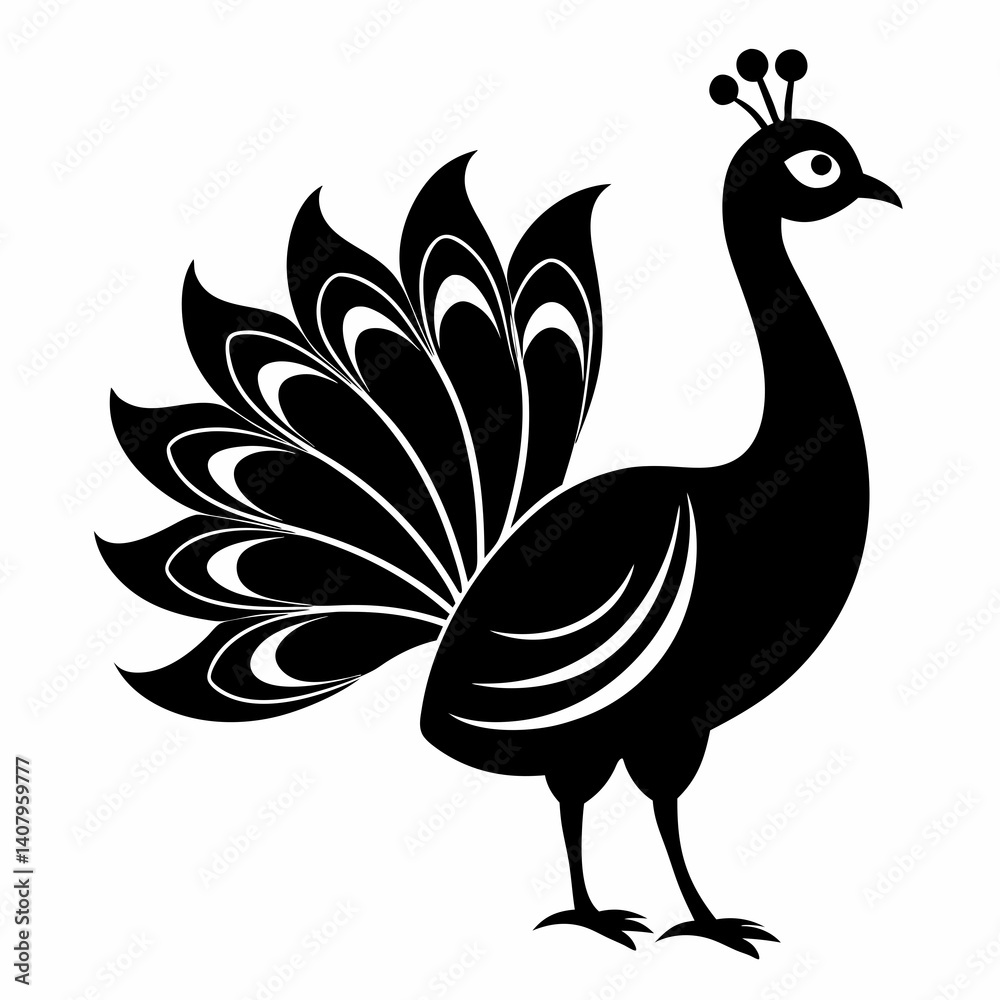 Peacock Silhouette – Clean Vector Art Peacock Silhouette – Clean Vector Art
