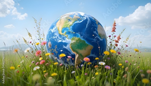 earth globe on grass