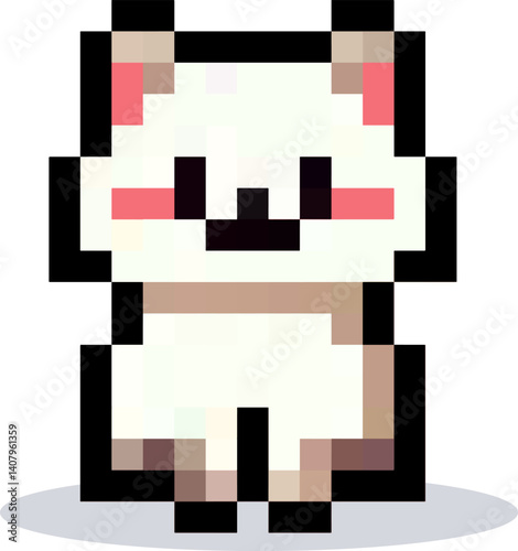 Cat of pixel art character vector