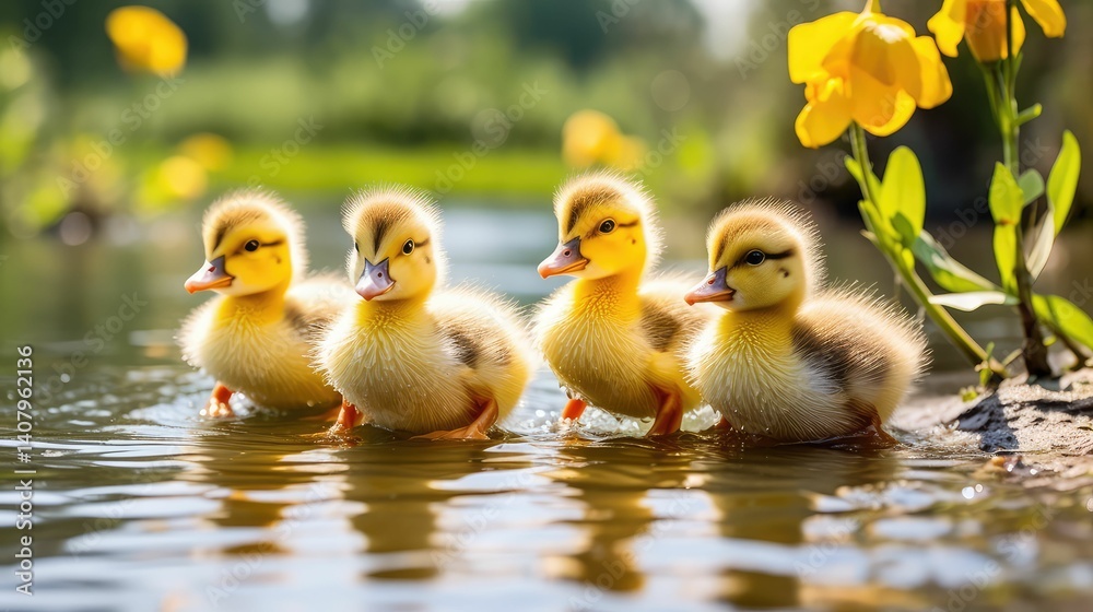 pond duckling yellow pond duckling yellow