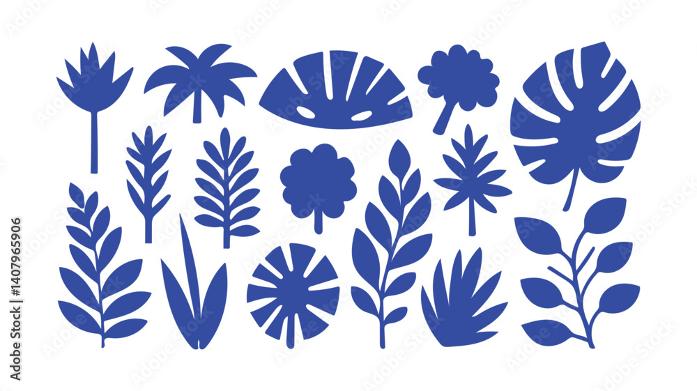 Fototapeta premium A Collection of Diverse Plant Silhouettes, Offering a Natural and Stylized Element for Modern and Organic Design Applications.