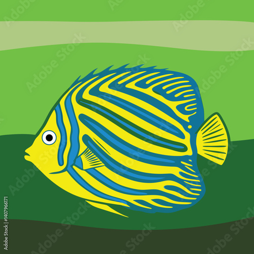 A vector of a blue tang fish