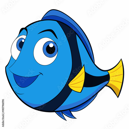 A vector of a blue tang fish