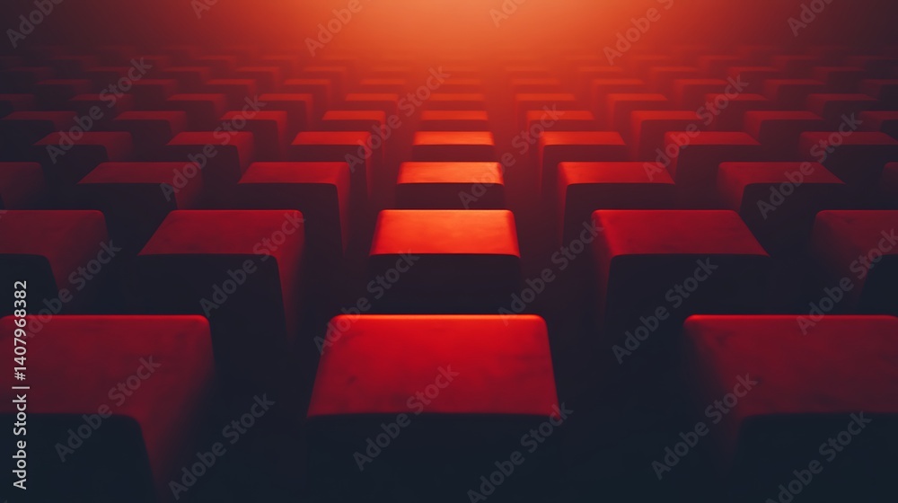 Obraz premium Abstract Red Cubic Pattern