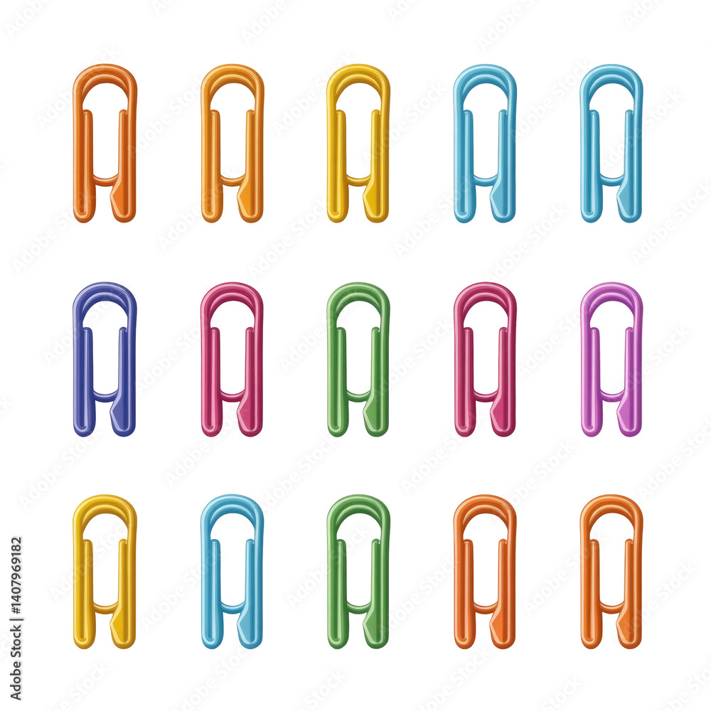 Colorful Paper Clips on transparent background Colorful Paper Clips on transparent background