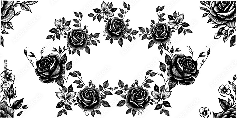 Fototapeta premium abstract floral background, seamless floral pattern, seamless pattern with roses