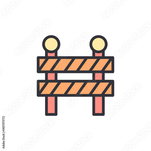 Roadblock colored icons, minimalist vector illustration ,simple transparent graphic element .Isolated on white background