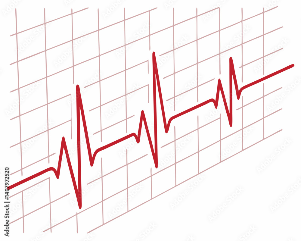 Heartbeat ECG Line on Gridded Background Heartbeat ECG Line on Gridded Background