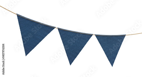 Free Download Dark blue denim pennant flags hang on a string, giving a rustic, handcrafted feel that pairs perfectly with traditional Festa Junina decorations and countryside charm.

 - GFXLoad