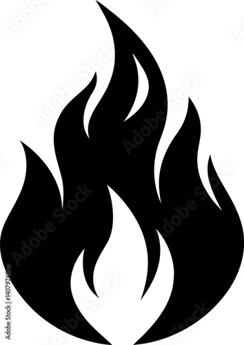 Fire Silhouette Vector icon on
