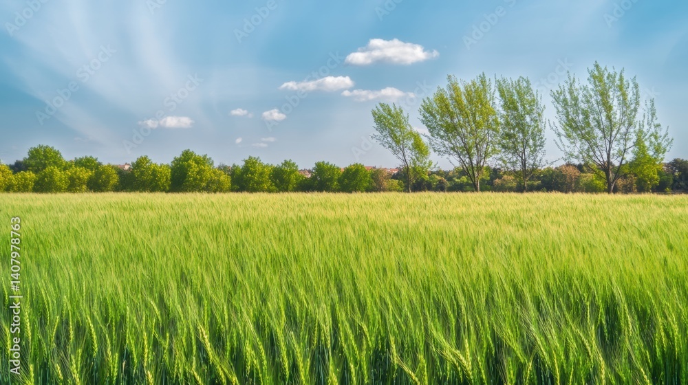 Green wheat field growing under spring sunlight Green wheat field growing under spring sunlight