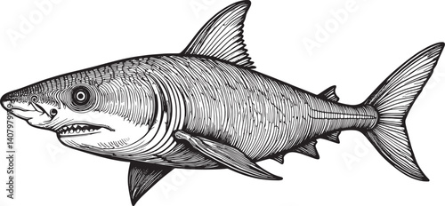 shark fish line art Silhouette illustration stock photos