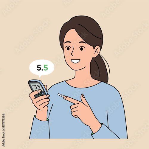 Medical reading display: A woman carefully assesses her health metrics using a digital device. The image illustrates the use of health technology, health monitoring, and medical advancements.