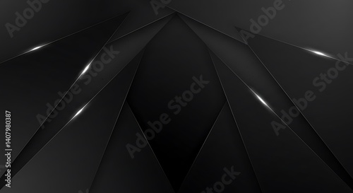 Dark Elegance: Abstract 3D Render in Deep Black AI Generated