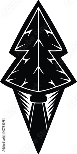 Arrowhead Silhouette Black Vector | Tribal Arrow Tip Icon Design