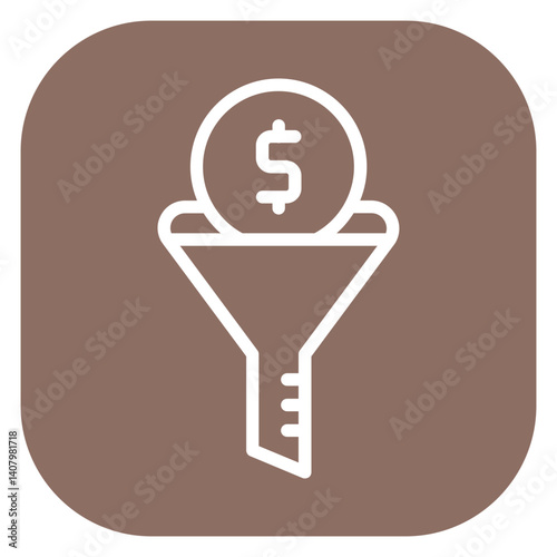 Minimalist Line Art Sales Funnel Rounded Square Icon