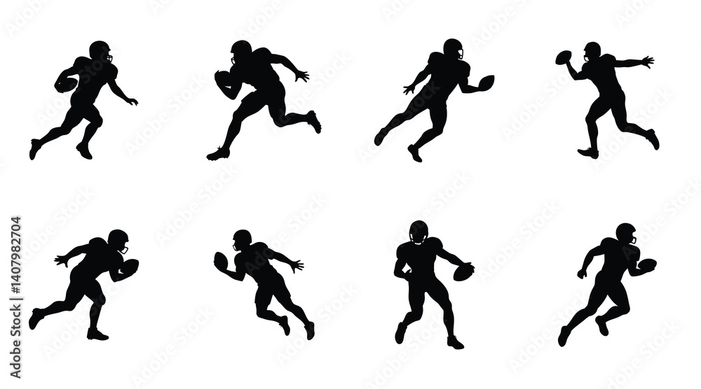 Dynamic Football Player Silhouettes: Action and Movement Dynamic Football Player Silhouettes: Action and Movement