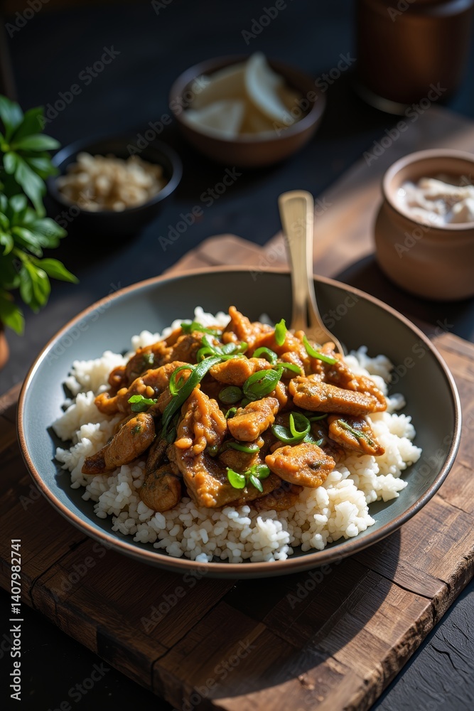 Delicious Savory Chicken Stir Fry with Rice Asian Inspired Cuisine Delicious Savory Chicken Stir Fry with Rice Asian Inspired Cuisine