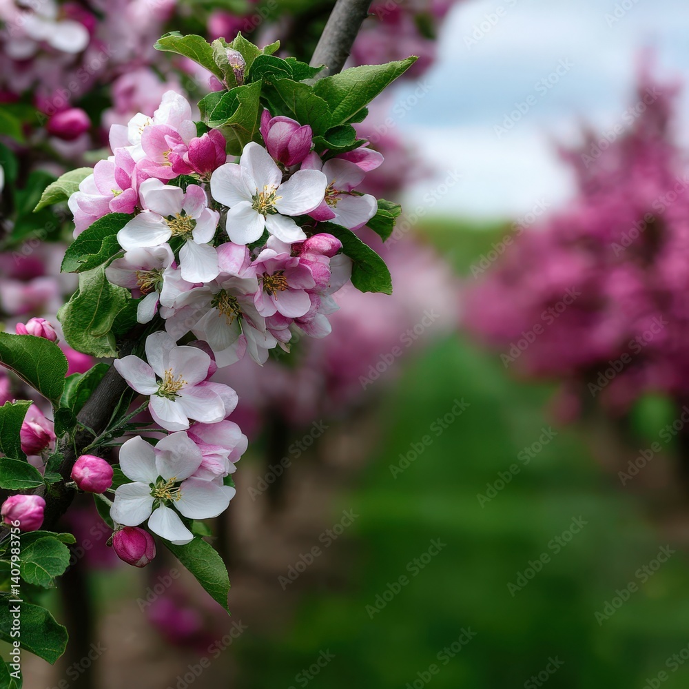 Fototapeta premium Apple blossoms in full bloom during springtime