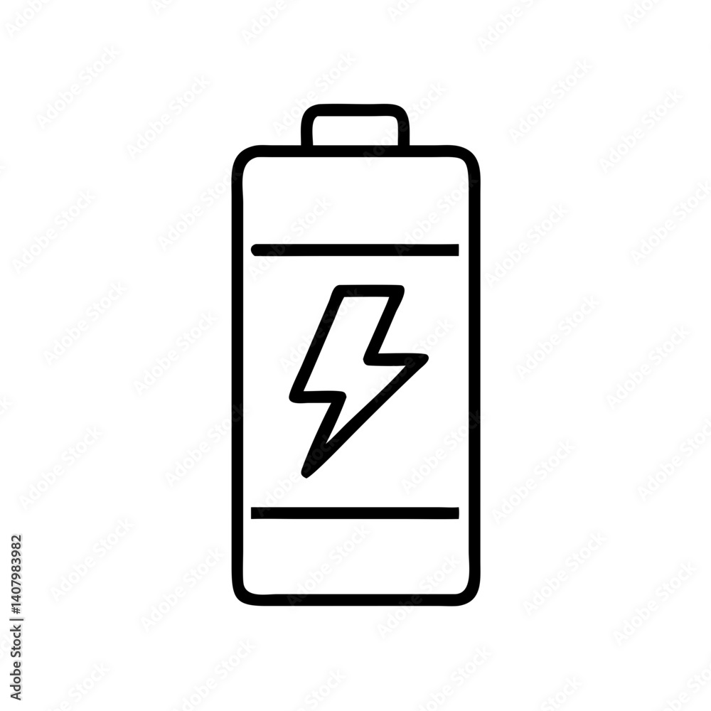 Battery icon illustrating power and energy, black outline, transparent background Battery icon illustrating power and energy, black outline, transparent background