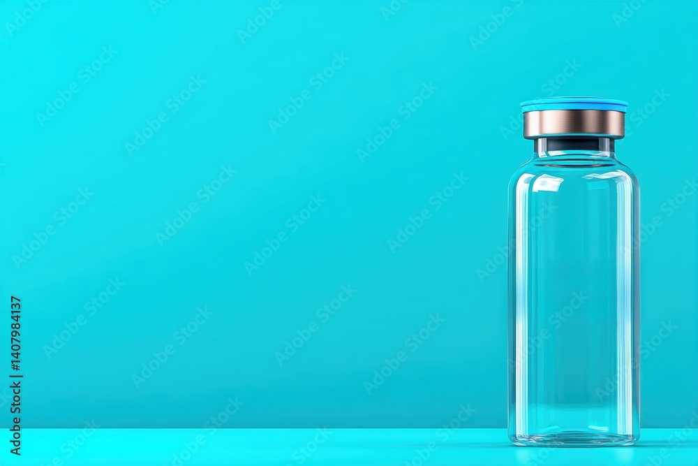 Medicine vial with tamper-evident smart cap and blockchain-linked serial code providing end-to-end traceability from production to prescription., copy space for text