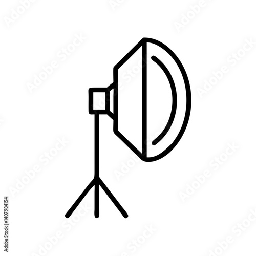 reflector icon in modern design, black outline, transparent background