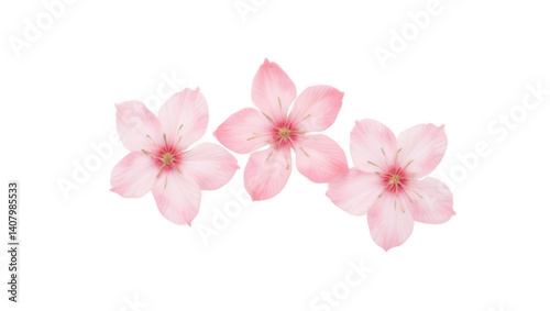 Three Delicate Pink Flowers on Black Background