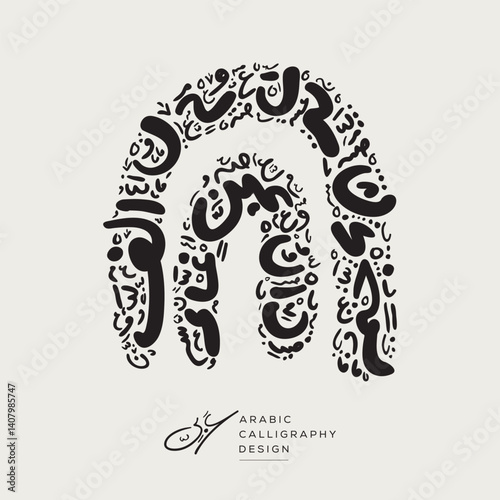Arabic Calligraphy Hand-drawn design, contains random freehand Arabic Letters Without specific meaning in English, Vector illustration.
