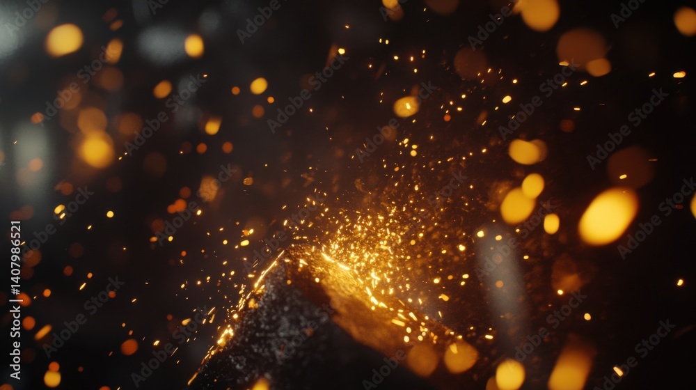 Obraz premium Blacksmith shaping molten metal with a hammer on an anvil. Featuring strength and tradition