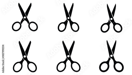 scissors silhouette vector in white background set