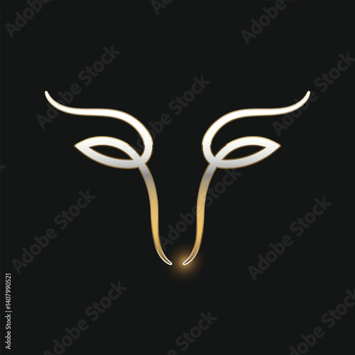 Simple goat head line logo brand template