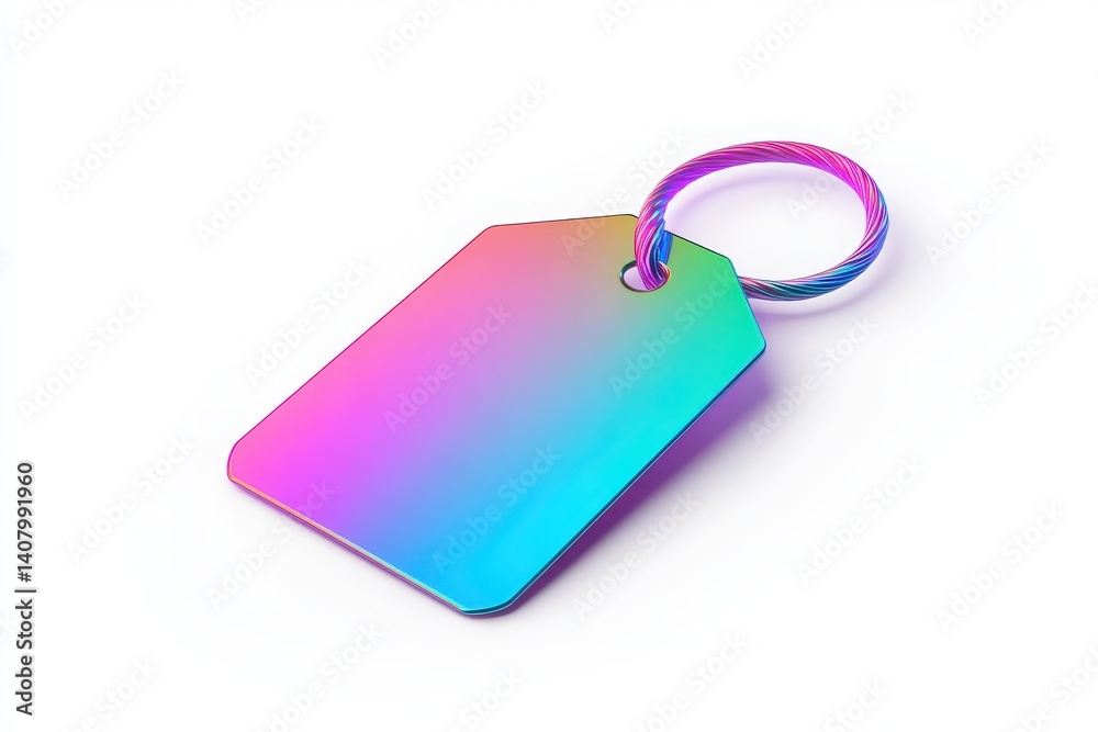 Fototapeta premium Iridescent 3D pastel price tag icon with a string