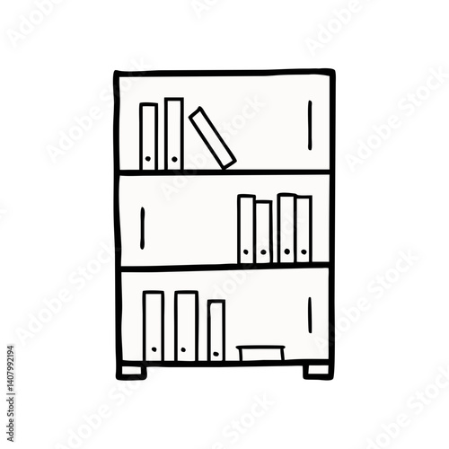 Shelf of Knowledge: An inviting illustration of a sturdy bookshelf, elegantly arranged with books and files, embodying the essence of education, literature, and intellectual pursuits.