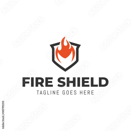Fire Shield Logo Design isolated on white background.