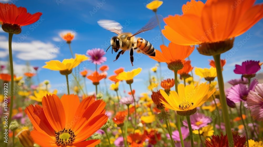 Obraz premium wildflowers spring bee