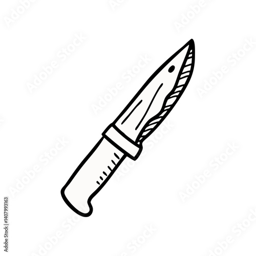 Steeled Precision: A simple monochrome illustration of a sharp knife, embodying utility and craftsmanship. 