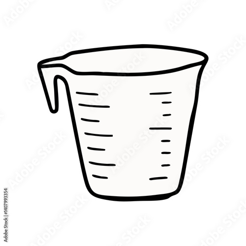 Measuring Cup illustration: A hand-drawn illustration of a measuring cup, perfect for culinary concepts, emphasizing precision and accuracy in measurement.