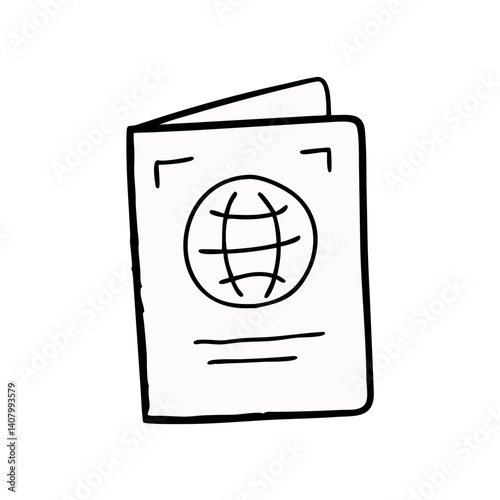 Passport: A minimalist monochrome sketch of a passport, ready for adventure, symbolizes global travel and exploration, inviting viewers to embark on a journey of discovery.