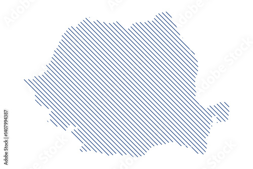 Abstract Romania map with diagonal line design on white background for presentations, infographics, reports, posters