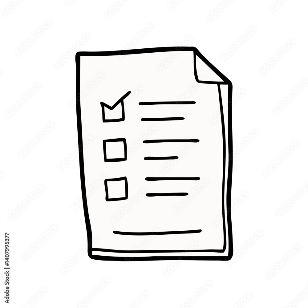 Checklist Doodle: A simple yet effective hand-drawn doodle of a checklist, perfect for representing organization, planning, and task management. Checklist Doodle: A simple yet effective hand-drawn doodle of a checklist, perfect for representing organization, planning, and task management.