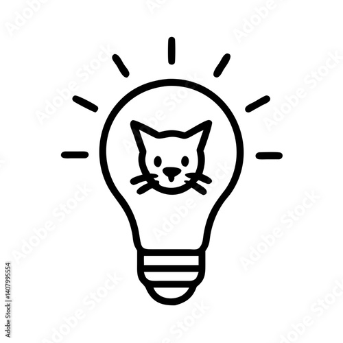 Cat icon with light bulb
