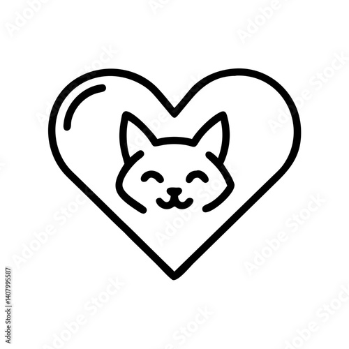 Cat icon with a heart