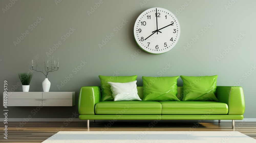 Naklejka premium sleek green clock