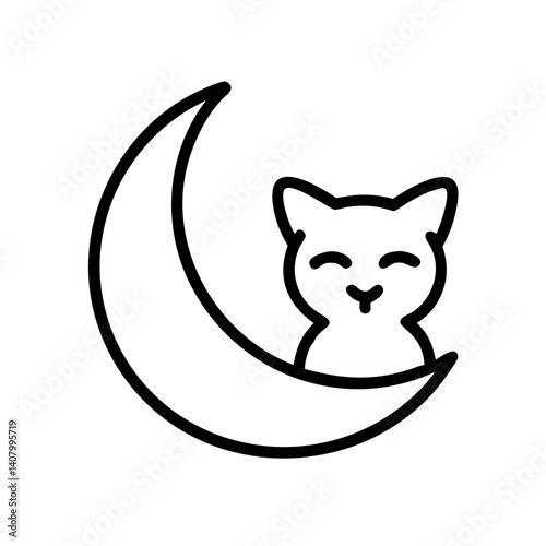Icon of a cat with a moon